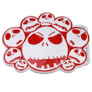 Skull Nightmare Halloween Jack Emoticon Red Mens Belt Buckle Halloween 