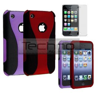 Bundle BLACK/RED & BLACK/PURPLE CASE COVER FOR IPHONE 3G 3GS NEW