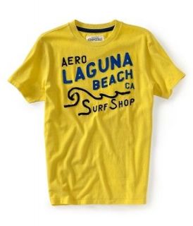 Aeropostale Aero Laguna Beach Surf Shop Graphic Men Tshirt NWT Yellow 