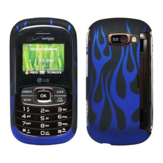 Blue Flame Black Hard Plastic Protector Skin Case   Verizon Octane LG 