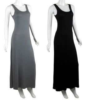 LONG Knit Sleeveless Tank Top Jersey Casual MAXI Ankle Length Stretch 