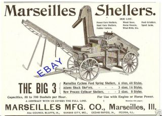 NICE 1897 MARSEILLES BIG 3 CORN SHELLER AD ILLINOIS