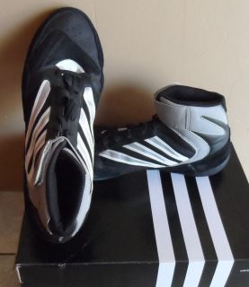 MENS BOYS YOUTH~ADIDAS WRESTLING SHOES~SIZE 10~BLACK~WHITE​~SILVER~