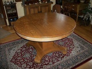SALE Vintage Antique 4 Ft Round Oak Pedestal Table W/Leaf Excellent 