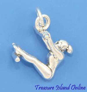 GYMNAST UNEVEN BARS GYMNASTICS 3D .925 Solid Sterling Silver Charm