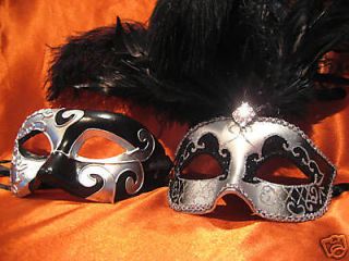   GRAS MASK SILVER BLACK MASQUERADE BALL MASK HIS AND HERS MASK VENETIAN