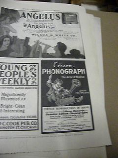 1901 Edison Phonograph ad child with hammer; Angelus piano ad