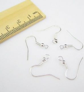 Wholesale NEW FREE SHIP 100Pcs Copper SILVER PLATED EARRING HOOK COIL 