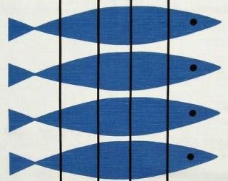 scandinavian 50s print vtg design fabric Herring Marianne Nilson DIY 