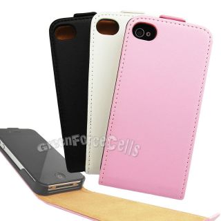 PU Leather Protective Vertical Flip Case Cover For iPhone 4 4S Pink 