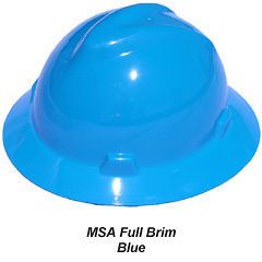MSA Full Brim V Guard Hard Hat with Ratchet Suspension   Blue