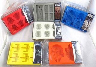 Star Wars Set of 6 Ice Cube Trays / Candy Molds Vader, R2 D2, Han