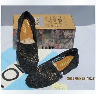 Nice New With Box Toms black crochet Classic Women shoes with usa 