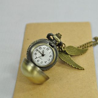 Harry Potter Bronze Snitch Watch Necklace Ppunk Quidditch Pocket 