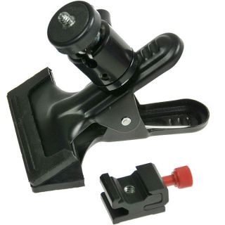 Hot Shoe Spring Clamp Clip & Ball Head Swivel Clamp Adapter for most 
