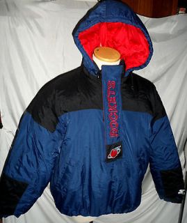 VTG Houston Rockets NBA Hoodie PUFFER Jacket Starter Coat XL Half Zip 