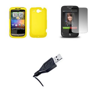 for HTC Wildfire GSM Yellow Case+Shield+US​B