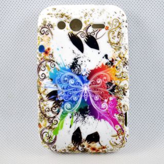   Butterfly Rubber Silicone Skin Soft Cover Case For HTC Wildfire S G13