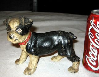 RARE ANTIQUE HUBLEY CAST IRON BOSTON TERRIER PUPPY DOG HOME ART 