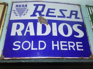 OLD ENAMEL SIGN GENERAL STORE RADIO DISPLAY SHOP SIGN ORIGINAL ~ RESA 