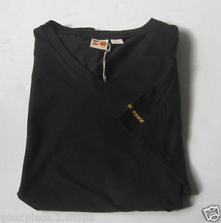 HUGO BOSS ORANGE MENS VN OM V Neck Tee Short Sleeve Black T Shirt
