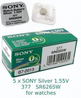 SONY Silver 377 (SR626SW) Watch Battery 0% Mercury
