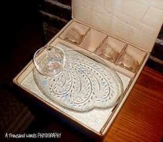   listed Vintage Federal Glass Homestead Snack Sets (set of 4) IN BOX