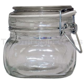     Wire Bale SMALL CLEAR Latch Top AIR TIGHT Glass Jar with Clear Lid