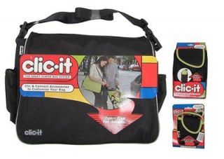 NEW CLIC IT Black Baby Smart Diaper Bag System+Extras