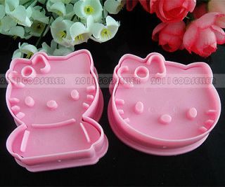 2Pcs Hello Kitty Cookie Biscuit Fondant Cake Craft Decorating Mold 