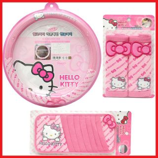   Hello kitty Steering Wheel Cover Shoulder Pad CD 4pc Auto Accessories