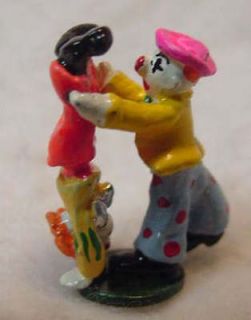 MINIATURE ENGLISH PEWTER HAND PAINTED CLOWNS.HANDSTA​ND