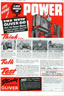 1941 Sturdy Oliver 60 Power Master Farm Tractor Ad