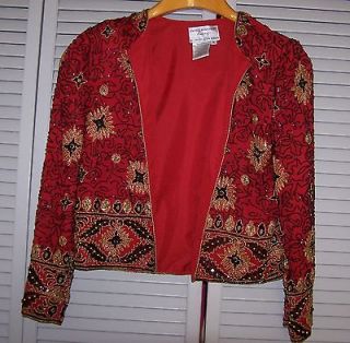 RED & GOLD SEQUINNED JACKET FOR THE HOLIDAYS SIZE M EXCELLENT 