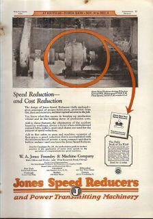 Jones Foundry & Machine Company Ad 1925 Chicago Speed 