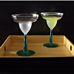 COMET PLASTIC MARGARITA GLASSES GREEN STEM~96 TO A CASE  