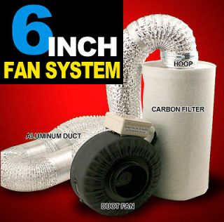   Inline Hydroponics Duct Tube Exhaust Fan Carbon Filter Kit 440CFM
