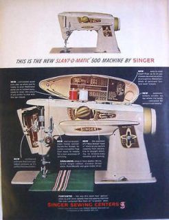 1961 SINGER SEWING MACHINE   SLANT 0 MATIC 500   PRINT AD