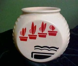   FIRE KING GREASE JAR NO LID RED FLOWER POTS  TO THE USA