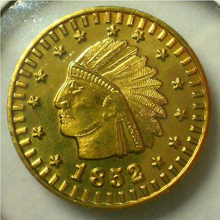 1852 CALIFORNIA GOLD $1 ONE DOLLAR COIN FRACTIONAL TOKEN