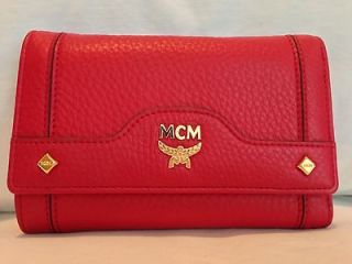 NEW MCM Red Trifold Leather Wallet 100 % Authentic