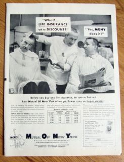 1958 mony mutual of new york life insurance ad barbershop