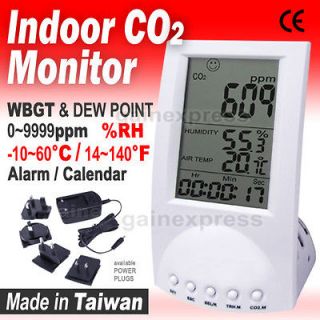 Digital Indoor Air Quality CO2 Monitor Temperature Humidity Alarmclock 