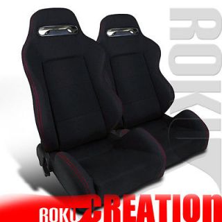 JDM RED STITCHING RECLINABLE TYPE BLACK RACING SEATS R
