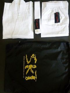 SKT White 8oz Karate Suit Gi 100% Cotton Adult Sizes + Free Karate bag