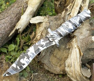   WINTER CAMO TACTICAL KUKRI HUNTING KNIFE Survival Fixed Blade Bowie