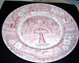 Vintage Souvenir Pink Transfer Plate Bellingrath Gardens Mobile 