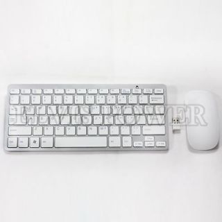 New 2.4G Optical Wireless Slim Touch Mouse & Keyboard White for Sony 