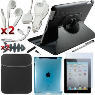   Crocodile Swivel Cover Leather Case Film Car Charger For New iPad 3