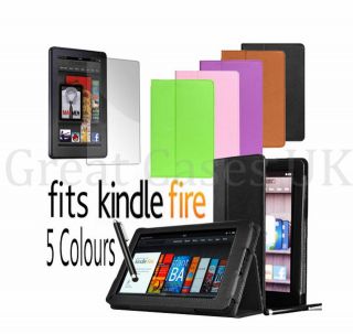   LEATHER CASE COVER FOR  KINDLE FIRE AND SCREEN PROTECTOR & PEN